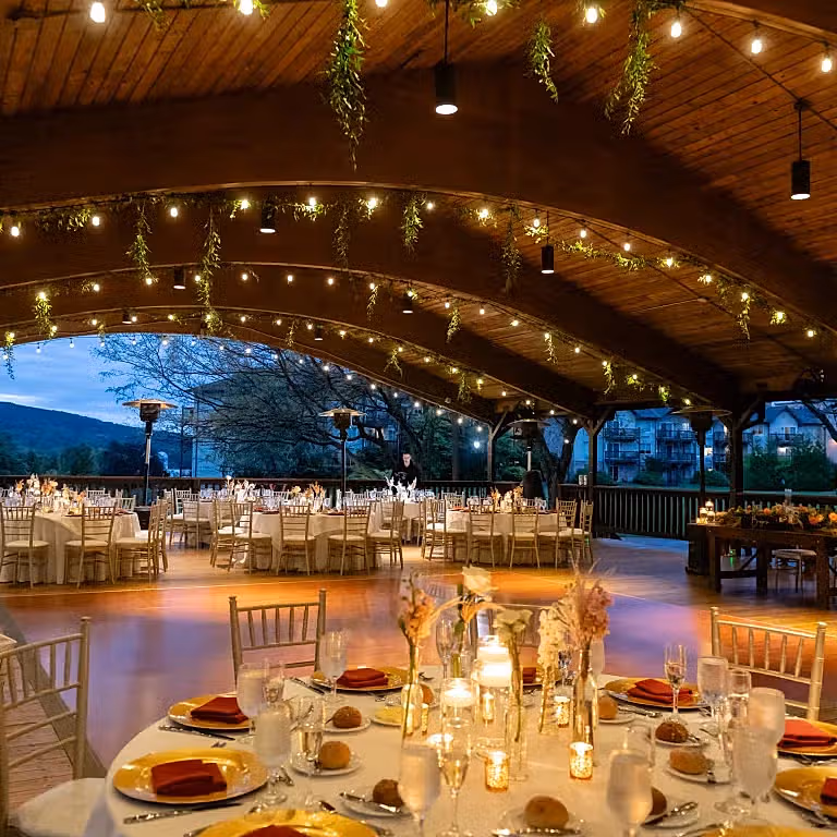 Wedding reception at Sweetgrass Pavillion at Minerals Hotel.